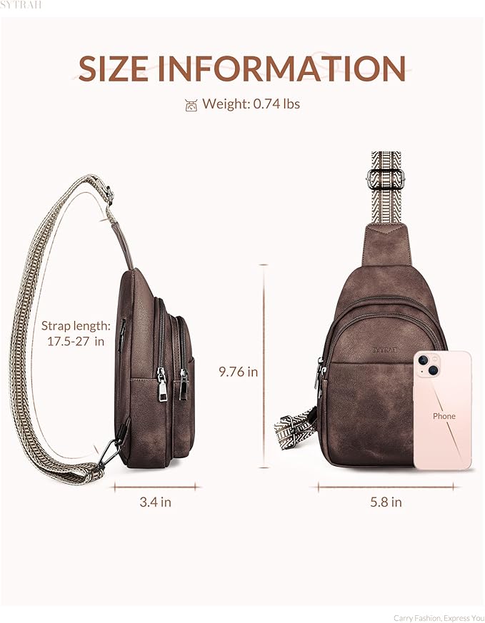 SYTRAH Sling Bag for Women, Crossbody Bags Purse for Women Trendy Vegan Leather Fanny Pack with Adjustable Strap