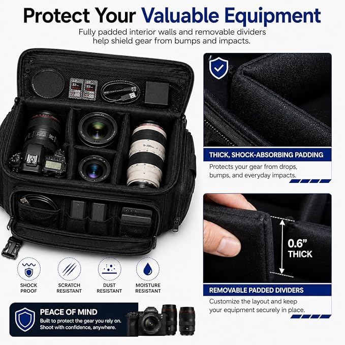 eCostConnection Extra Large Camera Bag Fully Padded Gadget Case with Dual Buckles for Sony,Nikon, Canon, Olympus, Pentax, Panasonic, Samsung & Many More SLR Cameras & Camcorders