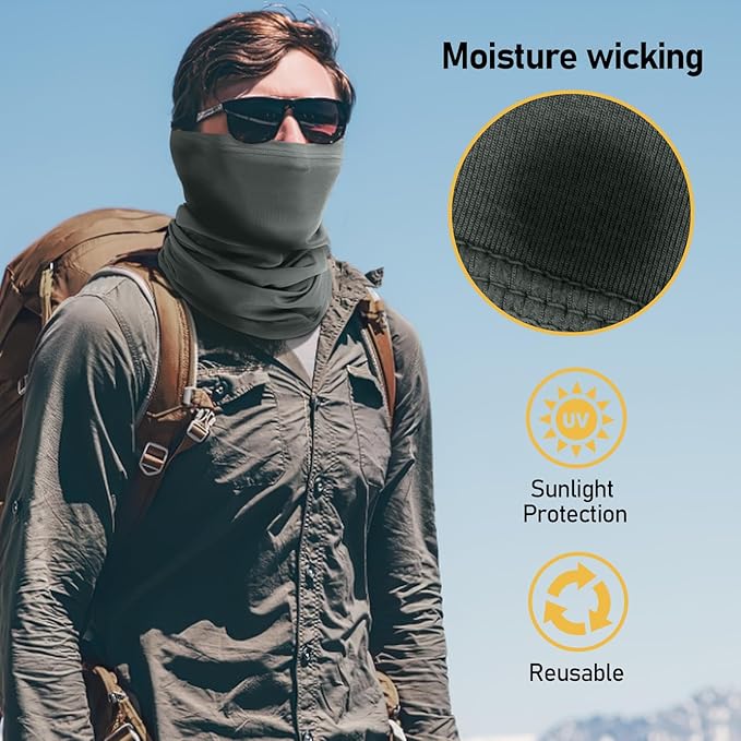 TICONN Neck Gaiter Face Cover Scarf, Neck Warmer Breathable Sun & Wind-proof for Skiing Fishing Hiking Cycling
