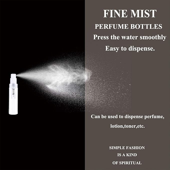 Mini Spray Bottles 70PCS 5ML Clear Plastic Empty Sample Containers Fine Mist Perfume Travel Refillable Spray Bottle Perfume Atomizer Small Travel Size Spray Bottle for Cleaning, Essential Oils