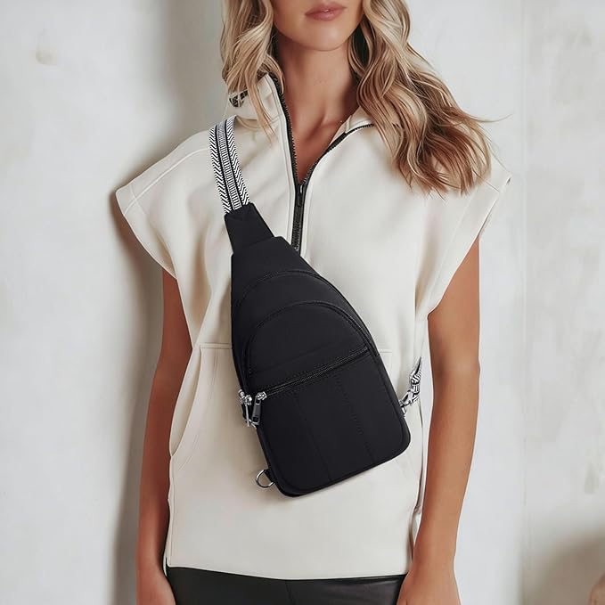 Small Sling Bag for Women, Puffer Crossbody Bag Anti Theft Travel RFID Purses Fanny Packs for Travel Hiking