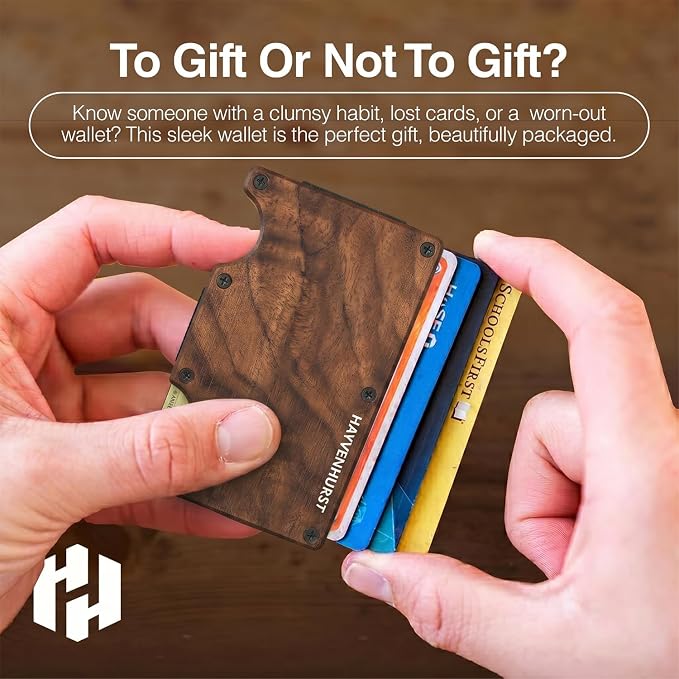 Hayvenhurst Wallet for Men - Slim RFID Blocking Metal Wallet with Money Clip, Minimalist Front Pocket Credit Card Holder, Small Mens Wallet