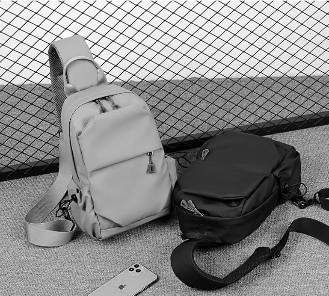 Waterproof Polyester Slim Unisex Crossbody Sling Bag Chest Backpack Men's Shoulder Bag, Leisure Travel Handbag, Hard Shell Anti-Theft Chest Bag, Chest Bag - Black, 30.5 cm, Retro