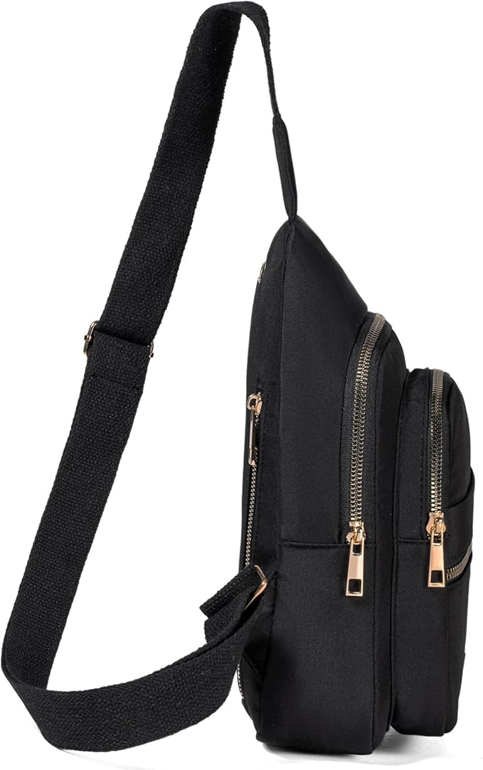 Banelu Small Sling Backpack Crossbody Bags for Women, Small Sling Bag Cross Body Bag Fanny Packs Crossbody Purses - Gold Zipper
