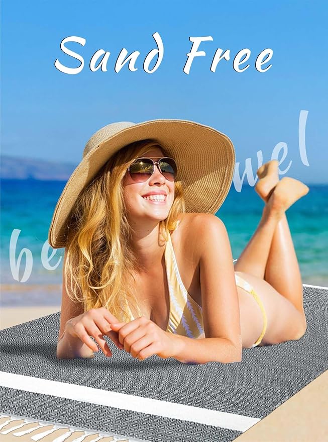 cabanana Turkish Beach Towel Oversized - 40"x70" Quick Dry Sand Free Thin Beach Towels for Adults,Extra Large Cotton Lightweigh Travel Towel for Beach Accessories (Diamond Black)