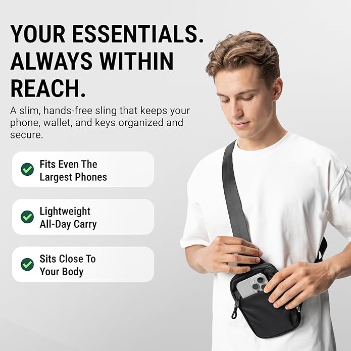 Travel Sling Bag for Men & Women - Small Water Resistant Crossbody Multipocket Chest Bag with Anti-Theft, RFID Blocking & Adjustable Strap for Casual, Outdoor, Work, Gym or Gift Ideas