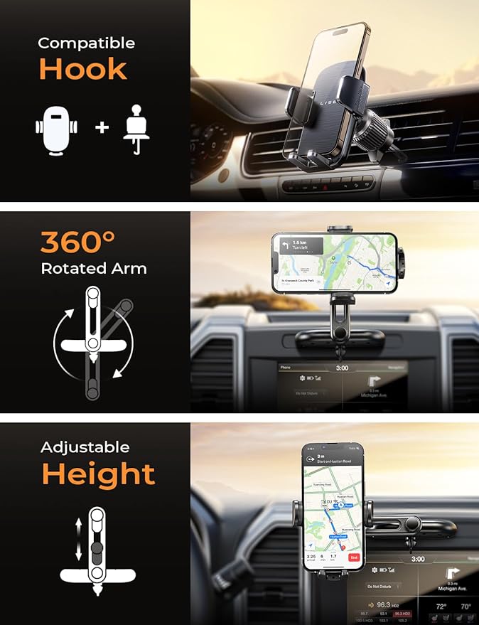 LISEN CD Phone Holder for Car iPhone 17 Adjustable CD Slot Phone Mount Holder Sturdy Cell Phones Holders for Your Car Accessories for Samsung Galaxy S25 S24 iPhone 16 15 Pro Max All Phones | Sturdy Cell Phones Holders for Your Car Valentines Day Gifts ...