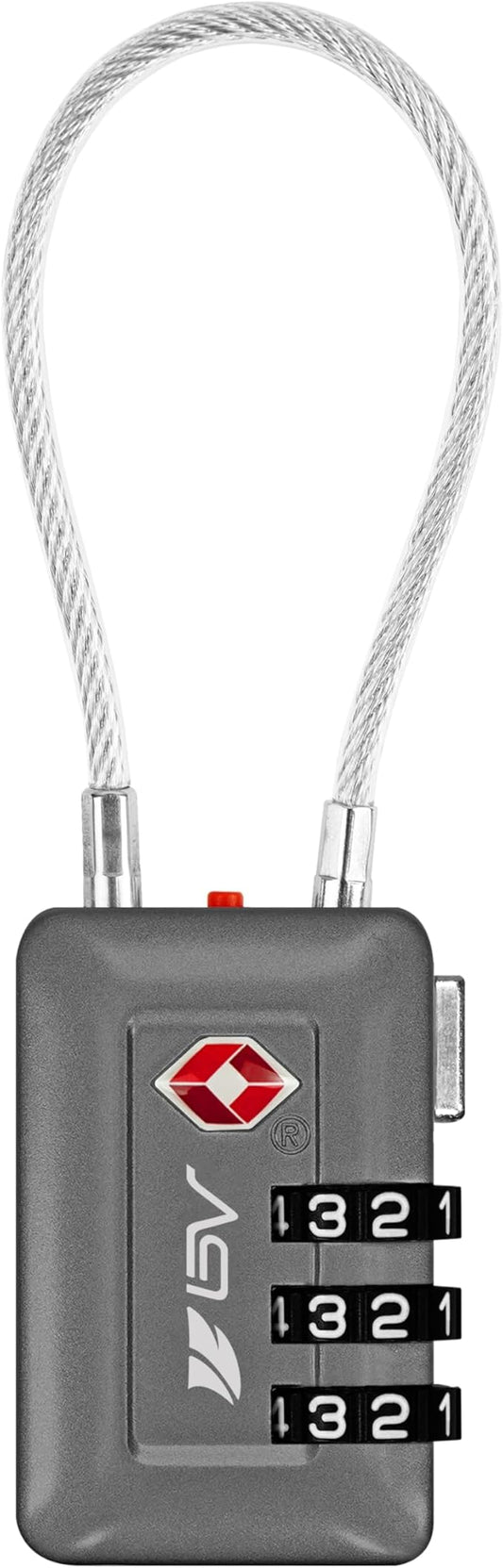 TSA Accepted Luggage Travel Lock, Set-Your-Own Combination Lock for School Gym Locker, Luggage Suitcase Baggage Locks, Filing Cabinets, Toolbox, Case (Slate Gray, 1 Pack)