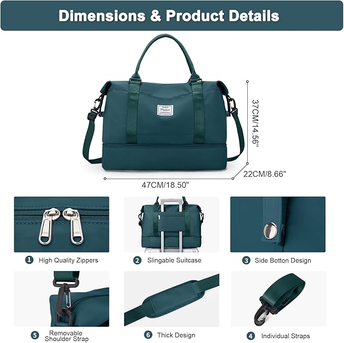 Travel Duffel Bag with Shoes Compartment, Overnight Weekender Bags for Women,Carry on Personal Item Bag