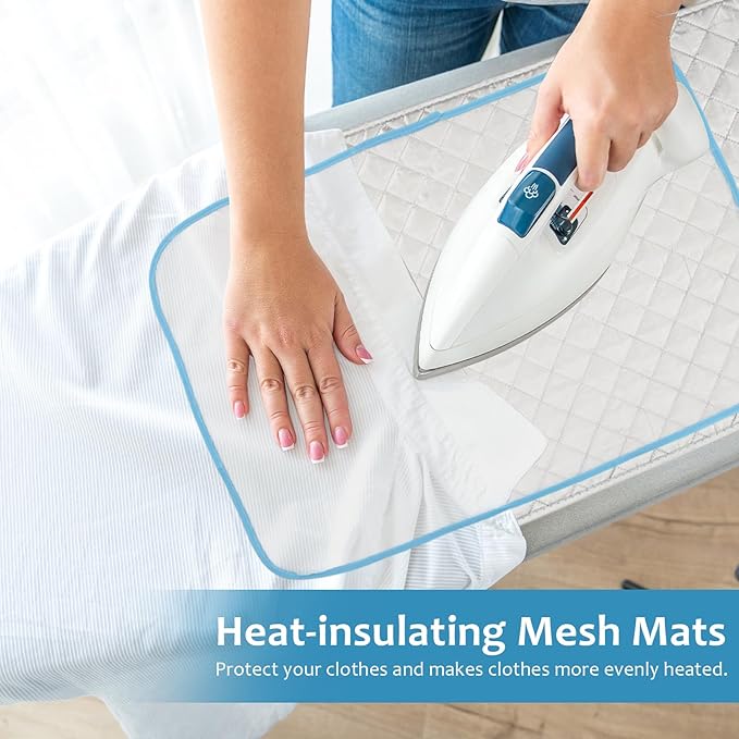 6 Pcs Portable Ironing Mat Set, Foldable Iron Mat for Ironings, Iron Pad, Magnetic Ironing Mats for Table Top for Travel Office Student Dormitory (with Silicone Irons Holder & 4 Heat Resistant Mesh)