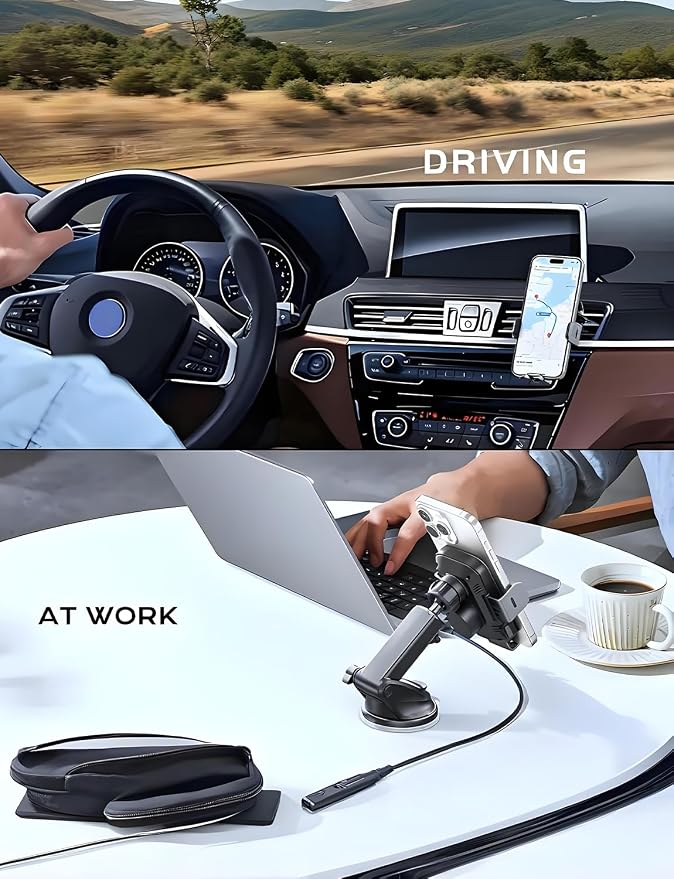 Wireless Car Charger, 2026 Upgrade 15W Fast Charging Auto Clamping Car Phone Holder Charger, Phone Holders for car Mount, fit for iPhone 17 16 15 14 13 Mini Pro Max XR,Samsung Galaxy S26 Ultra