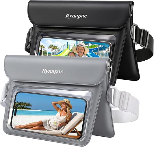 2 Pack Waterproof Fanny Pack for Woman Man, IPX8 Swimming Dry Belt Bag, Passport Wallet Phone Pouch Double Space, Elastic Waistband, Beach Cruise Vocation Essentials 2026