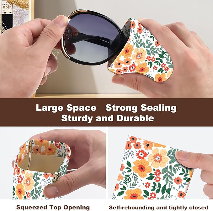 Anikathy 2Pcs Sunglass Eyeglass Glasses Case Soft PU Leather with Cleaning Cloth Cute Glasses Pouch Bag for Men Women Girs