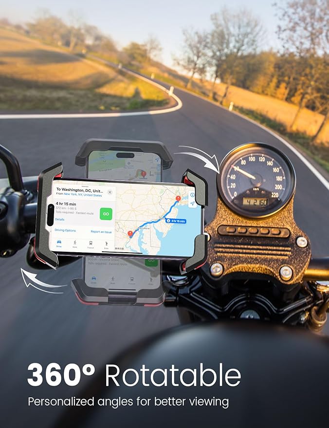 Pnitri Bike Phone Holder for iPhone, Samsung, 1S Quick Install Handlebar Mount, Motorcycle and Bicycle Phone Holder, Large Phone Case Compatible