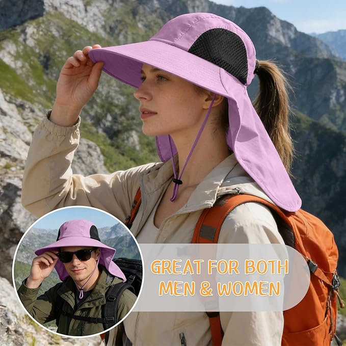 Sun Hat for Men Women with Neck Flap,UPF 50+ UV Protective Hiking Fishing Hats,Wide Brim Sun Hat for Women&Men