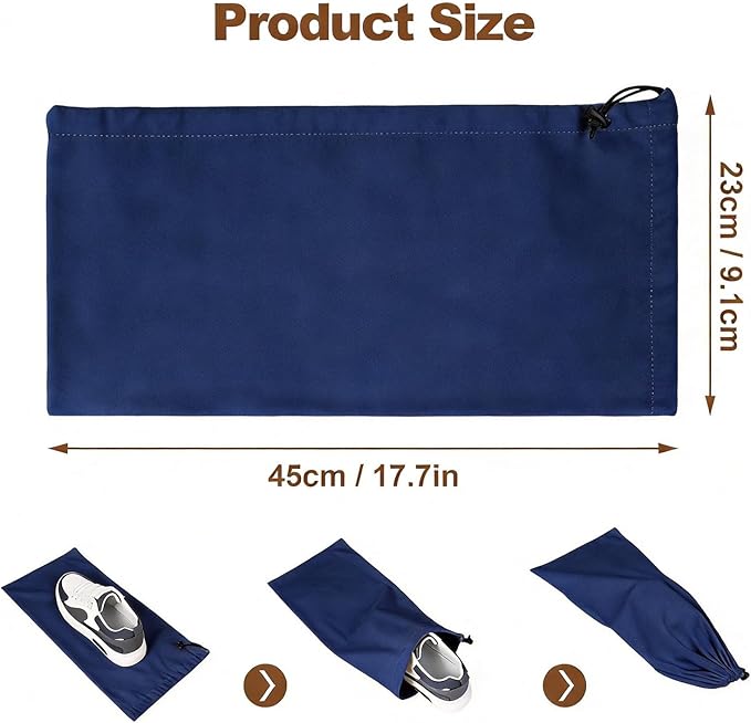 10 Pcs Single Shoe Bags for Travel,18"X9"shoe travel bag for Packing Dustproof Shoe Bag storage Sneaker Travel Bags Washable & Reusable dust bags for Boots Handbags Shoes & Toys (Blue)