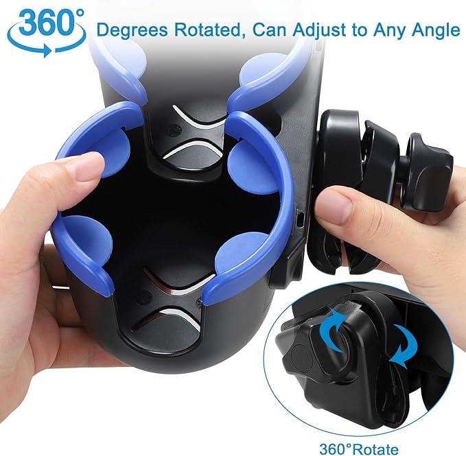 Accmor Stroller Cup Holder with Phone Holder, Bike Cup Holder, Universal Cup Holder for Uppababy Nuna Doona Strollers, 2-in-1 Cup Holder for Walker, Wheelchair, Scooter