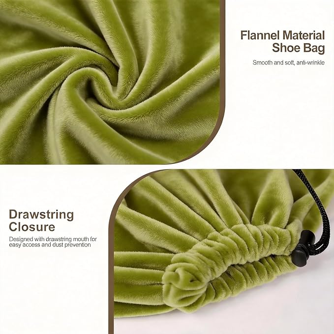 5 Pack Shoe Bags for Travel, Washable Dust Bags for Storage & Packing 17.7" x 13.8" Dustproof Flannel with Drawstring Closure for Boots Handbags Shoes & Toys