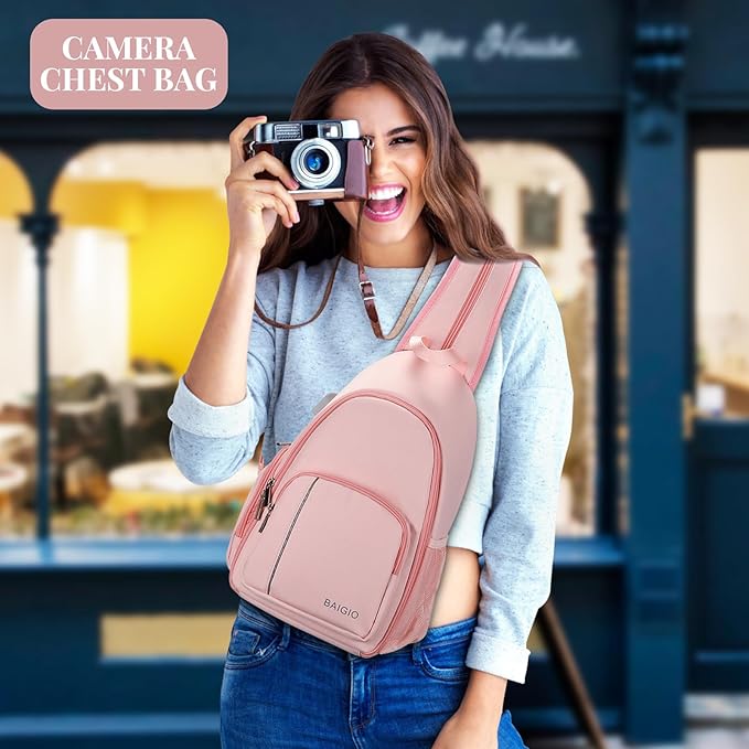 BAIGIO Camera Sling Bag Small Camera Backpack for Photographers,Waterproof Camera Crossbody Bag Travel Caemra Backpack for DSLR SLR Mirrorless Camera