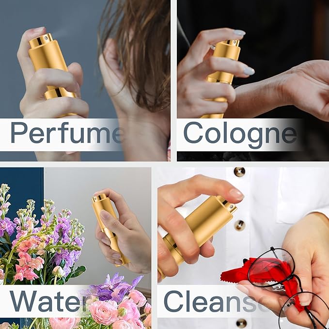 Cologne Travel Bottle 20ml - Large Size Perfume Atomizer Refillable for Men - Pocket Empty Fragrance Sprayer for Refill - 0.67oz Portable Twist Spray Sample Container for Purse Gold