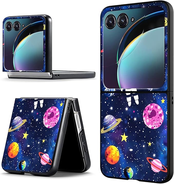 for Motorola Razr Plus 2025 Case,for Razor Plus 2025 Phone Case Cute Slim Hard PC Ultra-Thin Anti-Scratches Shockproof Protective Cover,Astronaut Space Planet