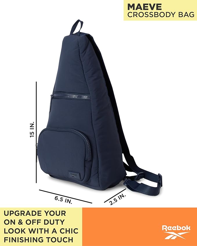 Reebok Unisex Crossbody Bag - Convertible Compact Durable Cross Body Bag for Women and Men - Gym and Travel Essentials, Size One Size, Maeve Eastcoast Blue