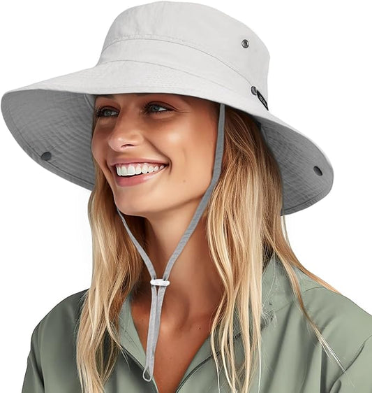 FURTALK Sun Hats for Women Ponytail UPF 80+ Beach Summer Hat Wide Brim Packable Cowboy Hat