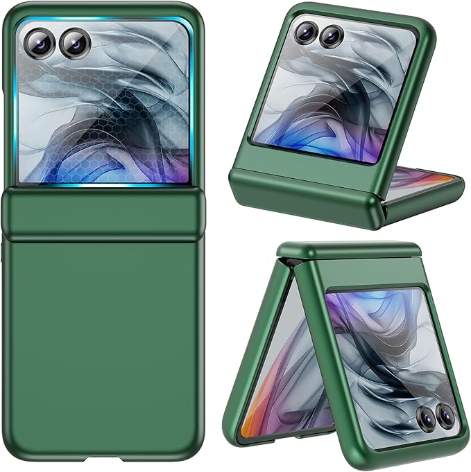 VEGO for Motorola Razr 2024/2025/2026 Case with Hinge Protection, [Built in Screen Protector] [Scratch Resistant] Full Body Hard PC Shell Drop Protective Case for Motorola Razr 2026/2025/2024-Green