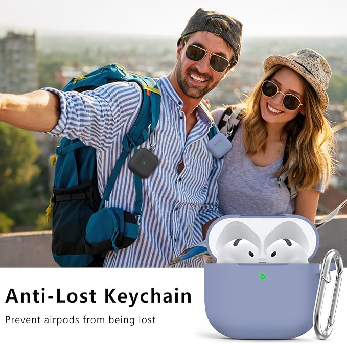 Ljusmicker for AirPods 4 Case 2024 with Cleaner Kit,Soft Silicone Protective Cover for Apple AirPods 4th Generation Cases for Women Men,for AirPod 4 Case Accessories with Keychain-Lavender