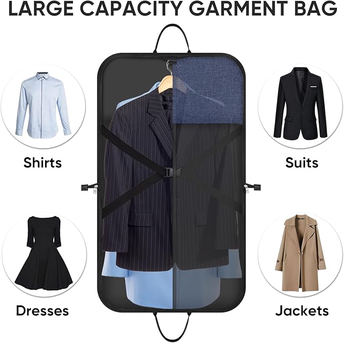 BALEINE Travel Garment Bag, Travel Suit Bag for Men, Water Resistant Carry on Garment Bag for Hanging Clothes, Garment Duffel Bag for Travel Business (Blue)