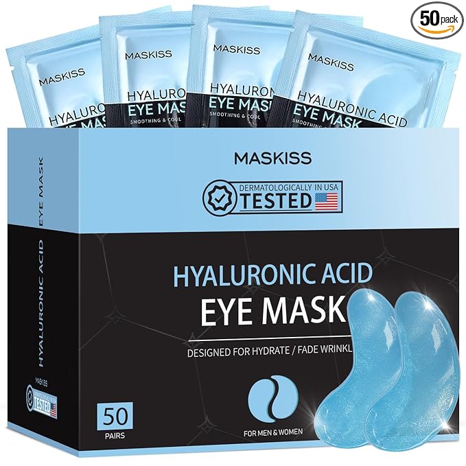 Maskiss Under Eye Patches (50 Pairs), Hyaluronic Acid Eye Masks for Dark Circles Puffy Eyes Undereye Bags, Collagen Eye Patches for Wrinkles and Hydrate, Skin Care Gift for Her