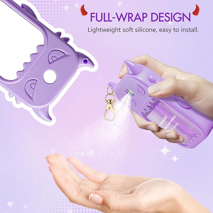 JAMIEWIN Spray Hand Sanitizer Silicone Case Compatible with Touchland Hand Sanitizer 1 FL OZ Holder Accessory with Keychain