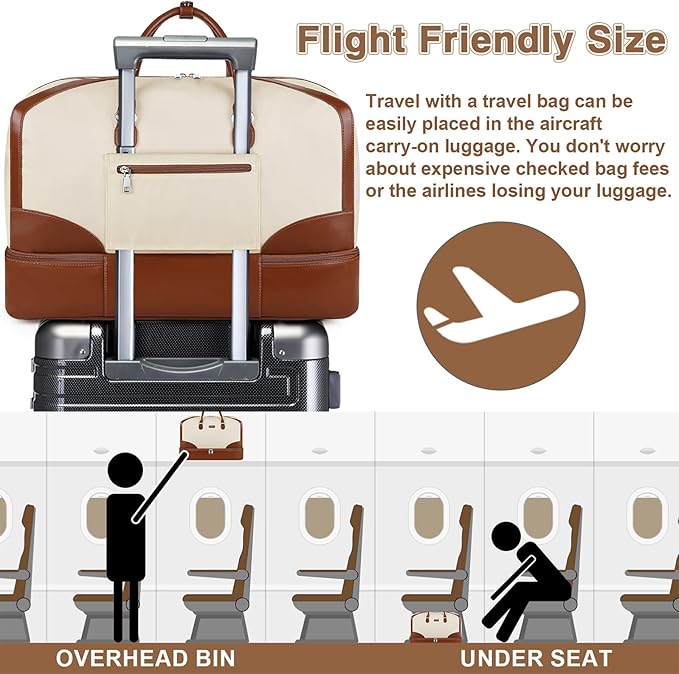 ITIEZY Weekender Overnight Bag for Women - Large Travel Duffel Bag with Shoe Compartment, Gym Duffel Bag Hospital Bag Carry On Tote Bags for Airplanes with Crossbody Bag Toiletry Bag 3Pcs Set