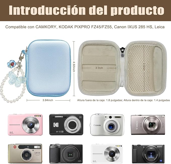 STARGAZ Digital Camera Case,suitable for camera case small such as CAMKORY/KODAK PIXPRO FZ45/FZ55/Canon PowerShot ELPH/HS,Leica,etc.Compact digital camera bag, can also store such as SD cards (Blue)