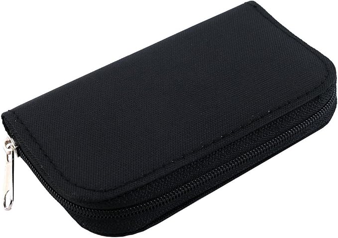 2PACK Memory Card Case, Suitable for SDHC, Micro SD, Mini SD, CF Cards, Card Holder Bag Wallet for Media Storage (Black+Black)