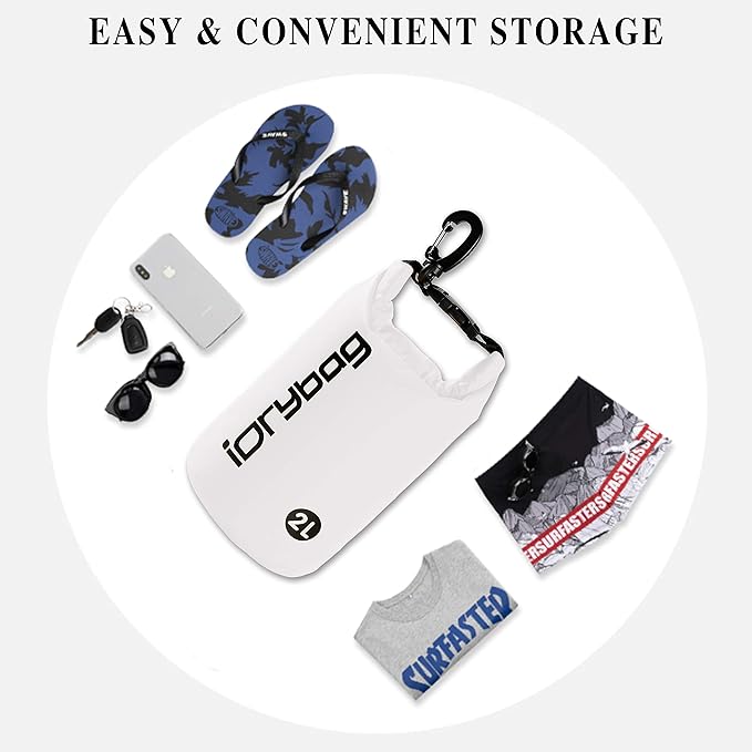 IDRYBAG Dry Bag for Kayaking Waterproof 2L/5L/10L/15L/20L, Small Dry Sack Waterproof Bag for Boating