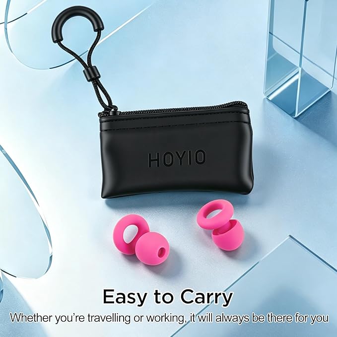 Ear Plugs for Noise Reduction–Super Soft, Reusable Hearing Protection in Flexible Silicone for Sleep, Noise Sensitivity & Flights-8 Ear Tips in XS/S/M/L–27dB Noise Cancelling–Light Pink