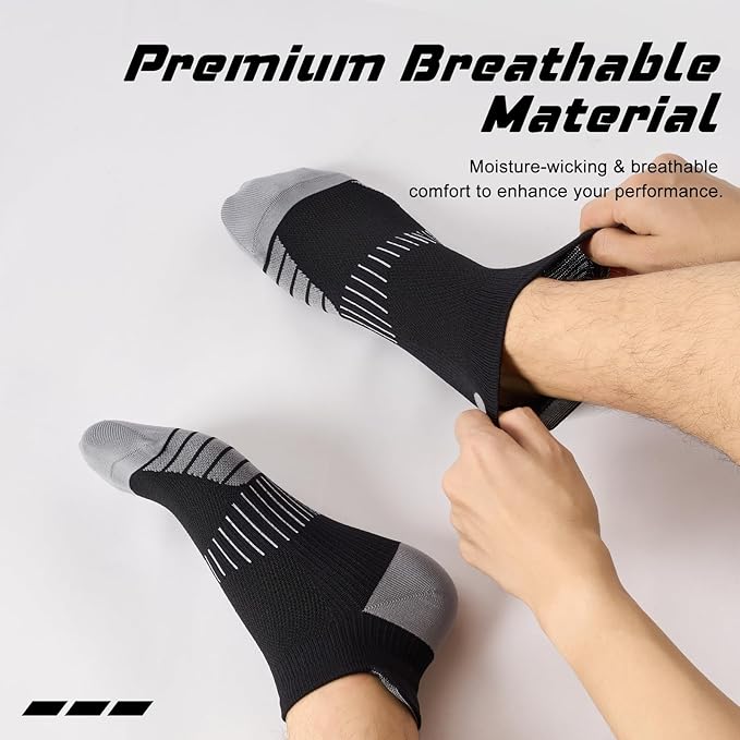 Ankle Compression Socks for Men and Women 6 Pairs, Low Cut Breathable Seamless short Running Socks with Arch Support