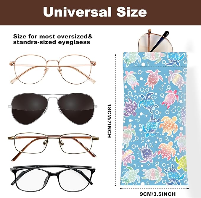 Anikathy 2Pcs Sunglass Eyeglass Glasses Case Soft PU Leather with Cleaning Cloth Cute Glasses Pouch Bag for Men Women Girs