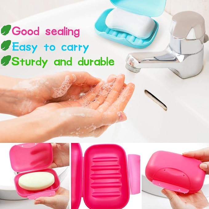 10 PCS Soap Box Holder,Plastic Travel Soap Dish,Portable Leak Proof Soap Case Container for Bathroom,Camping,Gym,Business Trip,10 Colors