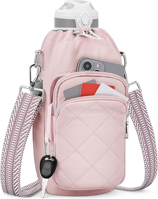 SYTRAH Water Bottle Bag Crossbody，Insulated Water Bottle Purse Crossbody Water Bottle Holder with Strap 40 oz