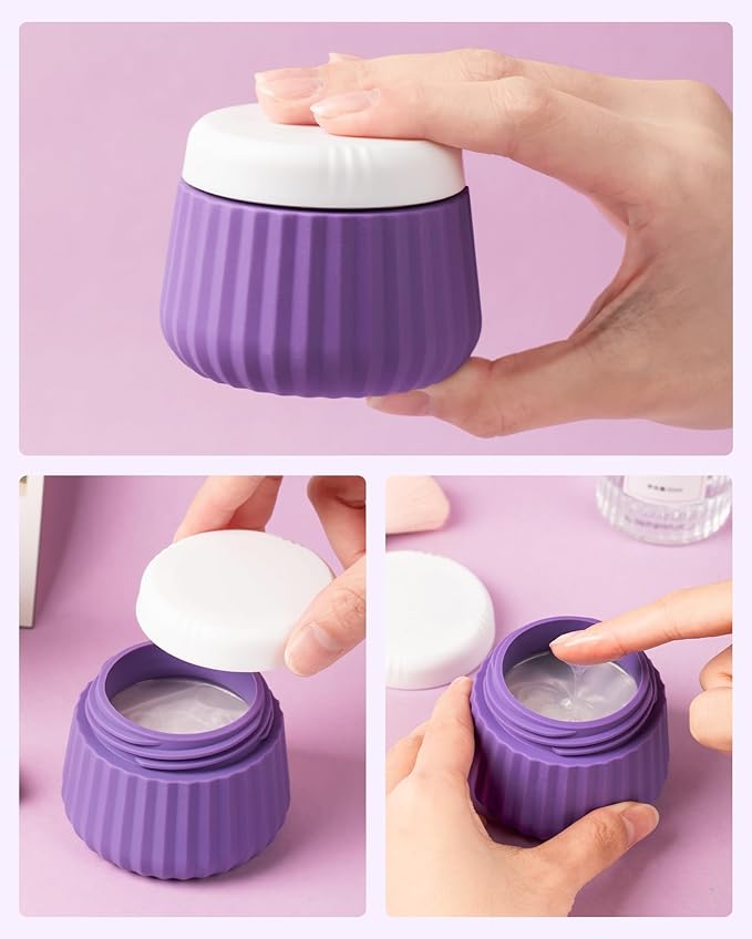 Mrsdry Travel Containers for Toiletries 4 Pack, TSA Approved Travel Size Toiletries, Travel Size Containers, With Clear Bag Leak Proof Silicone Jars, Travel Essentials Creams Jars Carrying Small Items