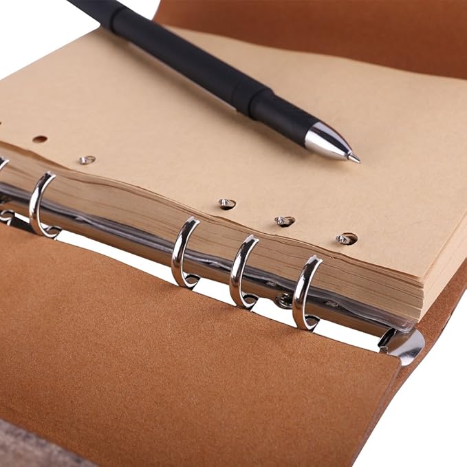 Leather Writing Journal, MALEDEN Refillable Travel Journal Notebook Sketchbook Classic Diary with Blank Pages and Zipper Pocket