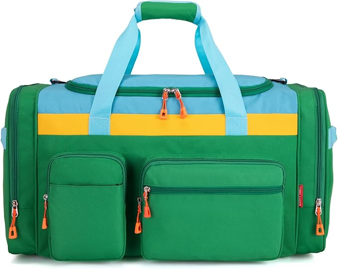 Large Kids Duffle Bag for Travel, Overnight, or Weekender, 22" inch (Green Yellow)
