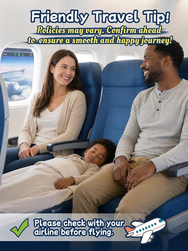 Toddler Airplane Bed, Airplane Seat Extender for Kids, Kids Travel Bed for Long Flights, Portable Plane Footrest, Soft Velvet Leg Support, Machine Washable, Non-Slip, Black