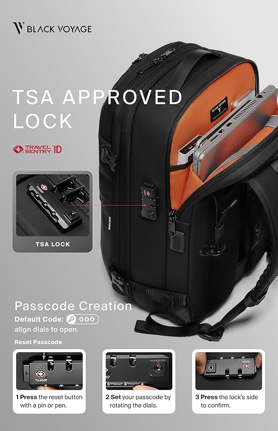 BlackVoyage Vortex Vacuum Seal Travel Backpack 60L Expandable Air Compression System Water Resistant TSA Lock Carry-On