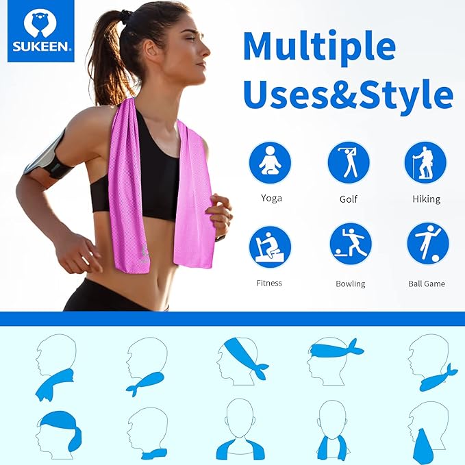 Sukeen 16pack Cooling Towel (40"x12") Bulk Ice Towel,Soft Breathable Chilly Towel,Microfiber Towel for Yoga,Sport,Running,Gym,Workout,Camping,Fitness,Workout & More Activities