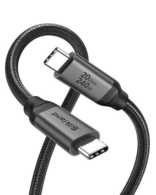 Silkland USB C Monitor Display Cable 10FT [4K@144Hz/60Hz 8K@30Hz], USB C 3.2 Gen 2x2 Video Cable, 20Gbps Data Transfer, 240W PD Fast Charge, Type C Compatible with iPhone 16, MacBook Pro, iPad