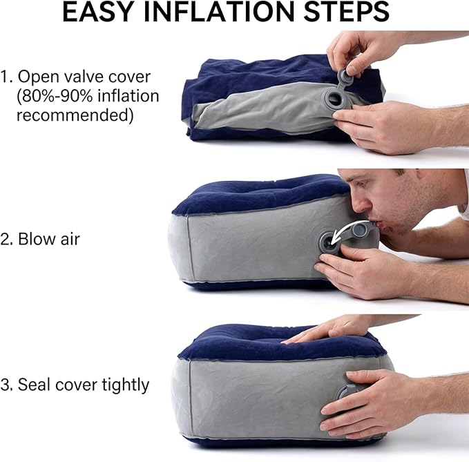 Inflatable Foot Rest Pillow, Portable Travel Foot Elevator for Airplane, Lightweight Foot Stool for Economy Class, Grey, Upgrade Version