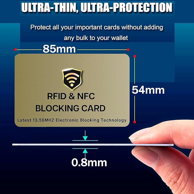 SaiTech IT RFID Blocking Cards, 50 Pack One Card Protects Entire Wallet Purse For Men & Women, NFC Contactless Bank Debit Credit Card Protector ID ATM Guard Card – Golden